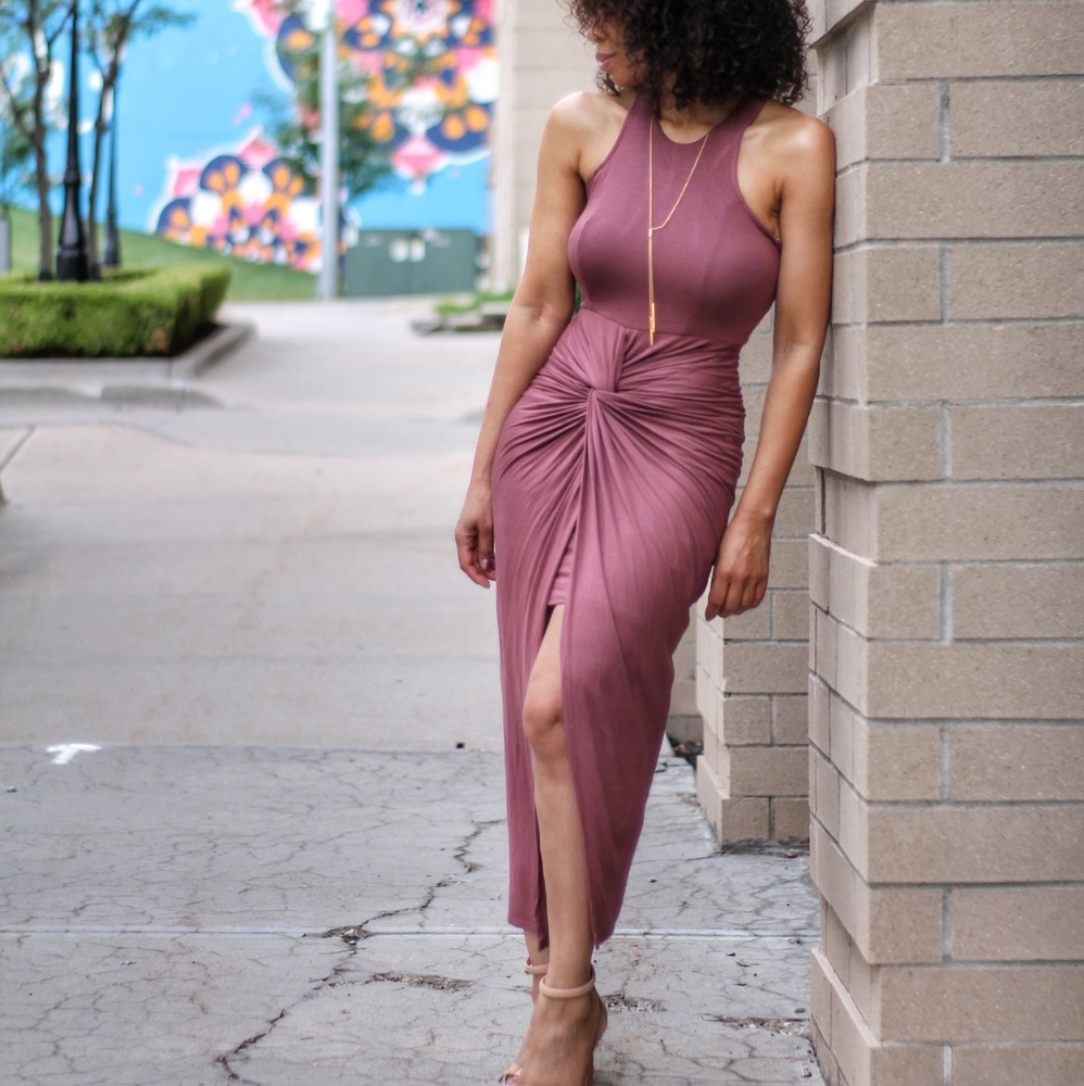 Bodycon Tank dress with split.